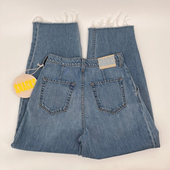 Snacks by Mother Pleated Wide Leg Denim Size 25 Raw Hem High Rise Jeans - Picture 4 of 16